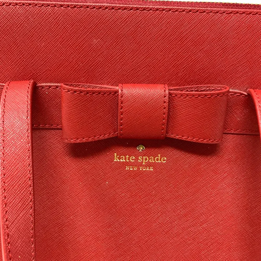 Kate Spade Kirk Park Saffiano Leather Julita Bow Satchel Red Crossbody Strap